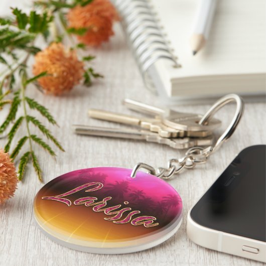 Larissa Vorname Name golden pink Schlüsselanhänger Sleutelhanger (Voorkant Rechts)
