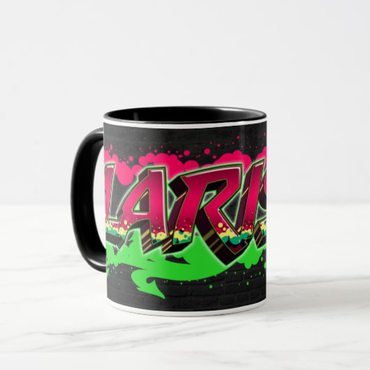 Larissa Vorname Name Graffiti red green Tasse Mok (Voorkant links)