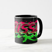 Larissa Vorname Name Graffiti red green Tasse Mok (Voorkant rechts)