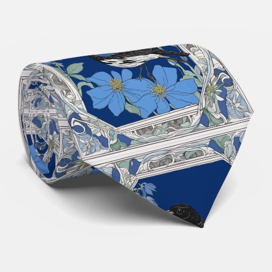 Lark Bunting And Colorado Blue Columbine  Stropdas (Opgerold)