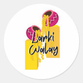 Larki Walay | Desi bruiloft speels feest Ronde Sticker (Voorkant)