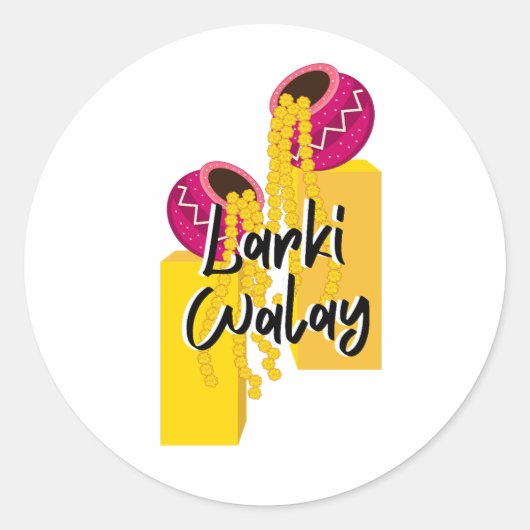 Larki Walay | Desi bruiloft speels feest Ronde Sticker (Voorkant)