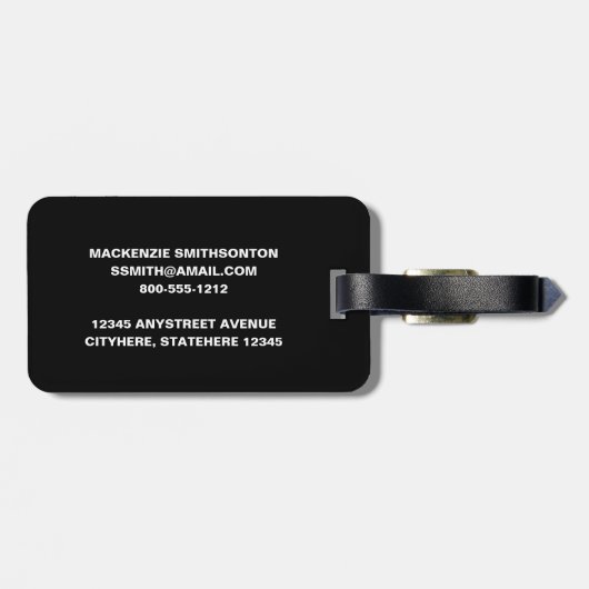 Larkruse Stick Gepersonaliseerd Monogram zwart wit Bagagelabel (Achterkant horizontaal)