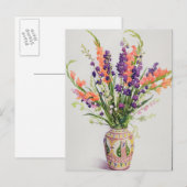 Larkspur en Gladioli in een Marokkaanse Vase Briefkaart (Voorkant / Achterkant)