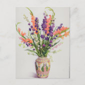 Larkspur en Gladioli in een Marokkaanse Vase Briefkaart (Voorkant)