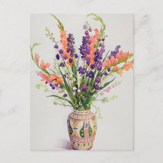 Larkspur en Gladioli in een Marokkaanse Vase Briefkaart (Voorkant)