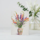 Larkspur en Gladioli in een Marokkaanse Vase Briefkaart (Staand voorkant)