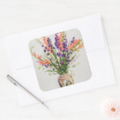 Larkspur en Gladioli in een Marokkaanse Vase Vierkante Sticker (Envelop)
