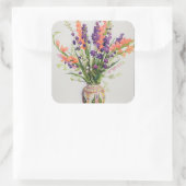 Larkspur en Gladioli in een Marokkaanse Vase Vierkante Sticker (Tas)