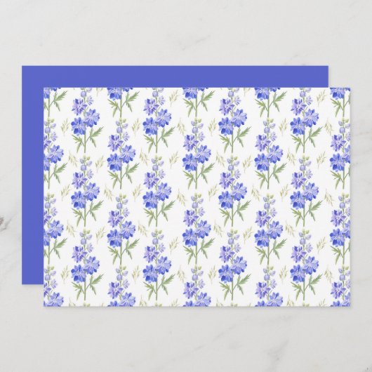 Larkspur Floral Botanical Note Card Notitiekaartje (Voorkant / Achterkant)