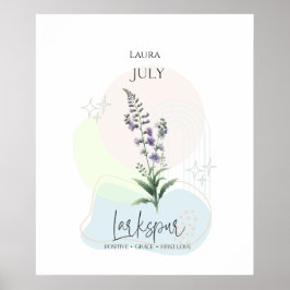 Larkspur Geboorte Bloem voor juli Poster