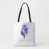 Larkspur Juli Aangepaste Geboorte Bloem Gift Tote Bag (Voorkant)