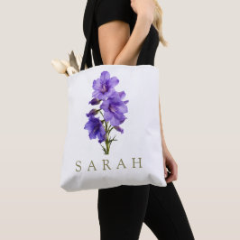 Larkspur Juli Aangepaste Geboorte Bloem Gift Tote Bag