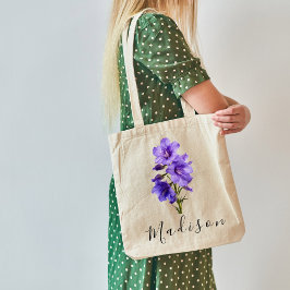 Larkspur Juli Aangepaste Geboorte Bloem Gift Tote Bag