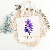 Larkspur Juli Aangepaste Geboorte Bloem Gift Tote Bag
