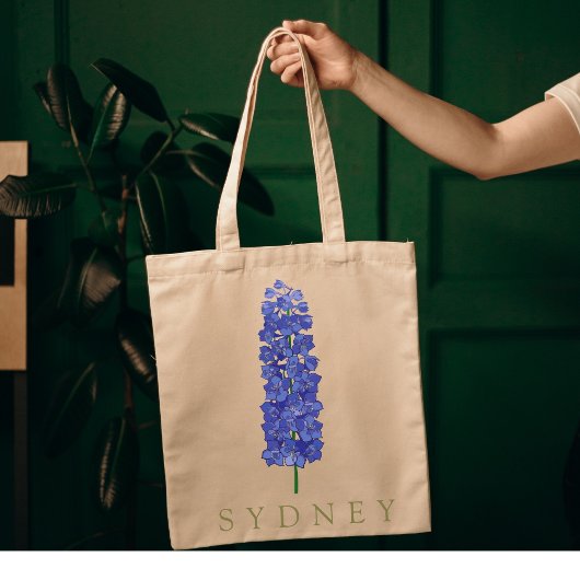 Larkspur Juli Aangepaste Geboorte Bloem Gift Tote Bag