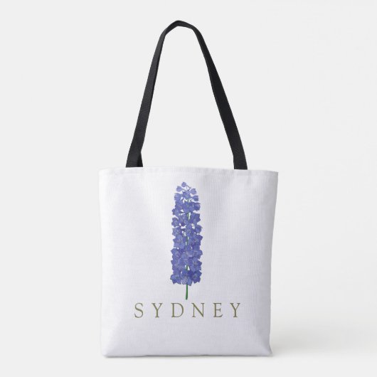 Larkspur Juli Aangepaste Geboorte Bloem Gift Tote Bag (Achterkant)