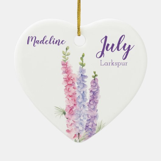 Larkspur Juli Bloedventilator Keramisch Ornament (Achterkant)