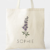 LARKSPUR Juli Geboorte Bloem Aangepaste Naam Tote Bag
