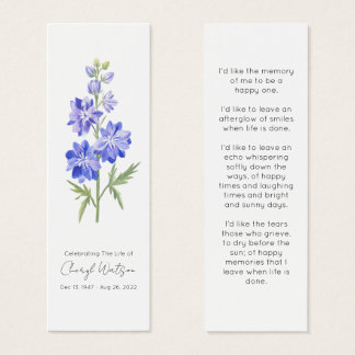 Larkspur | Simple Memorial Mini Bookmark Visitekaartjes