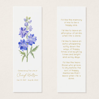 Larkspur | Simple Memorial Mini Bookmark Visitekaartjes