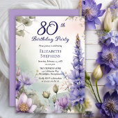 Larkspur | Water Lily Floral 80th Birthday Party Kaart