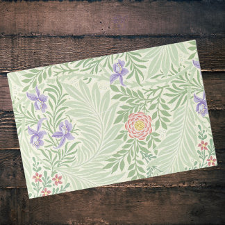 Larkspur William Morrs Groene Rode Paarse Bloemen Tissuepapier