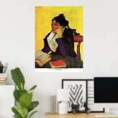 L'Arlesienne Madame Ginoux met Boeken van Gogh Poster (Thuiskantoor)