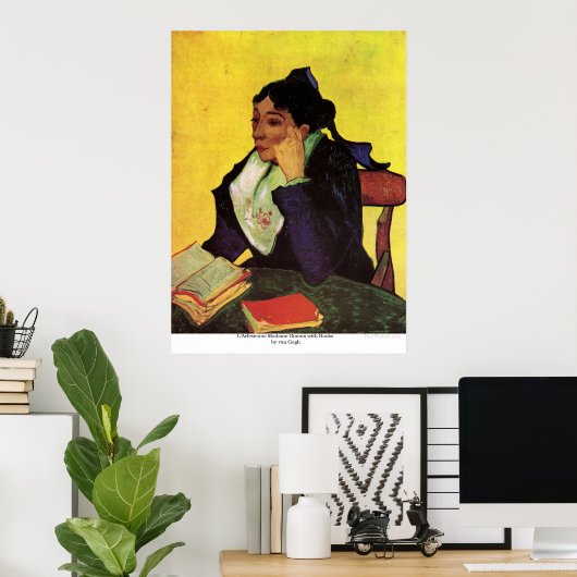 L'Arlesienne Madame Ginoux met Boeken van Gogh Poster (Thuiskantoor)