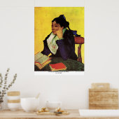 L'Arlesienne Madame Ginoux met Boeken van Gogh Poster (Keuken)