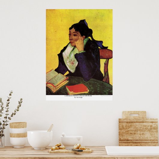 L'Arlesienne Madame Ginoux met Boeken van Gogh Poster (Keuken)