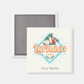 Larnaca Cyprus Retro Cocktail  Zonsondergang Magneet (Voorkant / Achterkant)