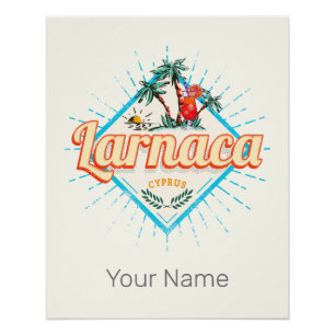Larnaca Cyprus Retro Cocktail  Zonsondergang Perfect Poster