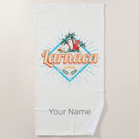 Larnaca Cyprus Retro Cocktail Zonsondergang Strandlaken (Voorkant)