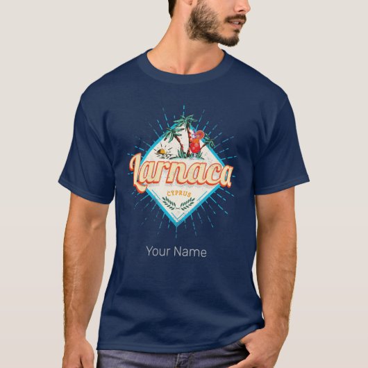 Larnaca Cyprus Retro Cocktail  Zonsondergang T-shirt (Voorkant)