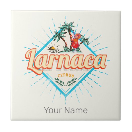 Larnaca Cyprus Retro Cocktail Zonsondergang Tegeltje (Voorkant)