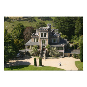 Larnach Castle, Dunedin, Nieuw-Zeeland - luchtfoto Foto Afdruk