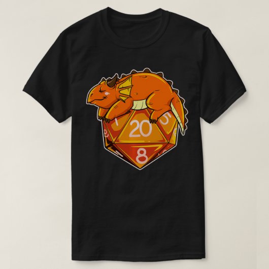 Larp Chubby Dragon Dungeons W20 Roll Play Gam T-shirt (Design voorkant)