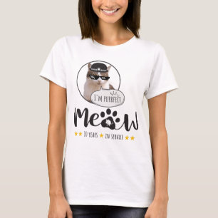Larry Cat 10 jaar in dienst Funny Cat Meme T-shirt