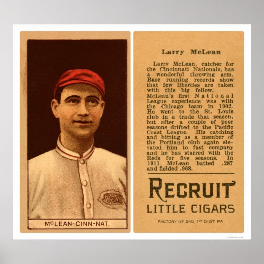 Larry McLean Reds Baseball 1912 Poster (Voorkant)