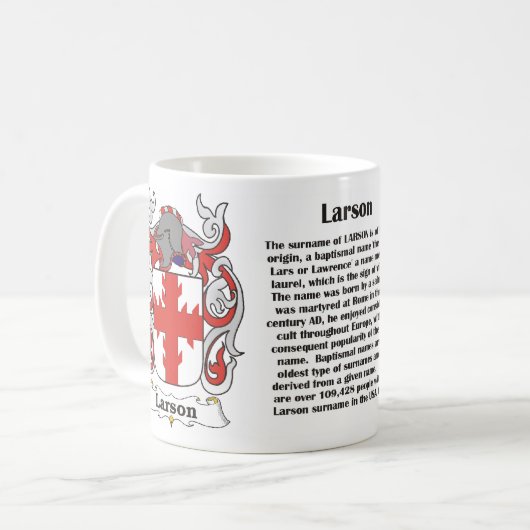 Larson Family Crest op een mok (Voorkant links)