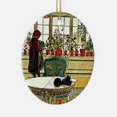 Larsson - Bloemen op het raam Keramisch Ornament (Rechts)