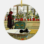 Larsson - Bloemen op het raam Keramisch Ornament (Achterkant)