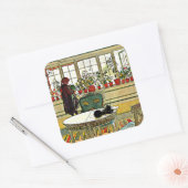 Larsson, bloemen op het raam vierkante sticker (Envelop)