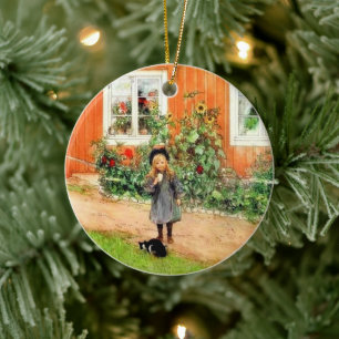 Larsson - Brita met een kat en een sandwich Keramisch Ornament