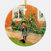 Larsson - Brita met een kat en een sandwich Keramisch Ornament (Voorkant)