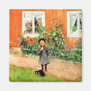 Larsson - Brita met een kat en een sandwich Magneet