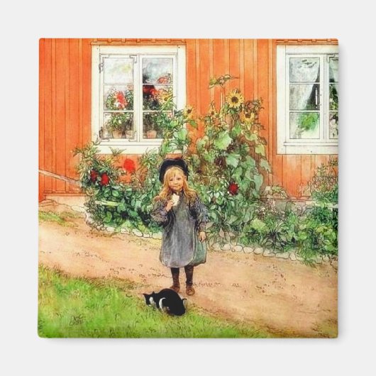 Larsson - Brita met een kat en een sandwich Magneet (Voorkant)