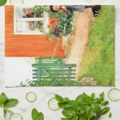 Larsson - Brita met een kat en een sandwich Theedoek (Gevouwen)