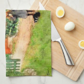 Larsson - Brita met een kat en een sandwich Theedoek (Quarter Fold)